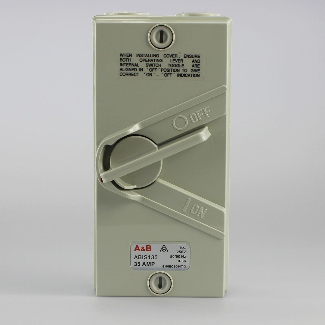 35 Amp Single Phase Weatherproof Electric Isolator Switch IP66 1 Pole